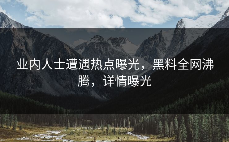 业内人士遭遇热点曝光，黑料全网沸腾，详情曝光