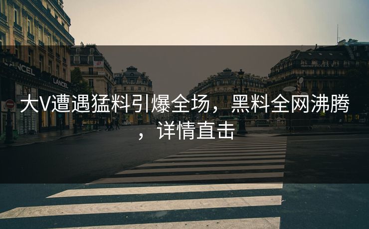 大V遭遇猛料引爆全场，黑料全网沸腾，详情直击  第1张