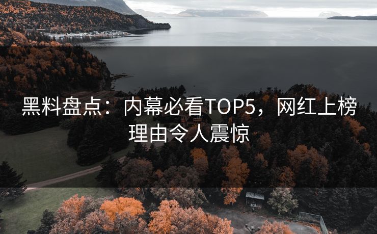 黑料盘点：内幕必看TOP5，网红上榜理由令人震惊