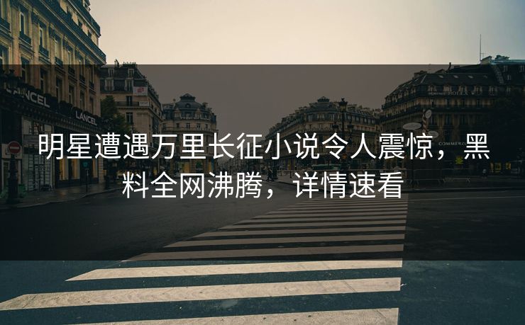 明星遭遇万里长征小说令人震惊，黑料全网沸腾，详情速看