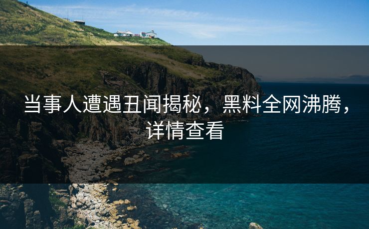 当事人遭遇丑闻揭秘，黑料全网沸腾，详情查看