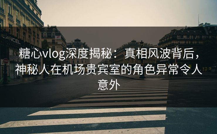 糖心vlog深度揭秘：真相风波背后，神秘人在机场贵宾室的角色异常令人意外