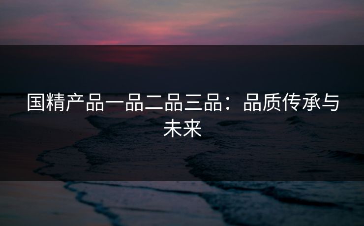 国精产品一品二品三品：品质传承与未来